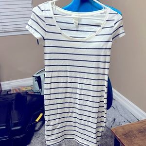 Small white and navy striped mini dress size small